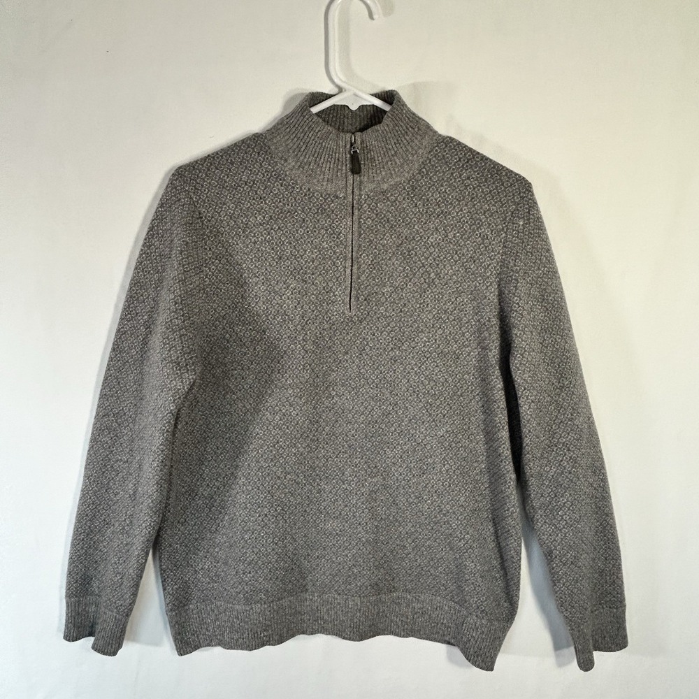 Saks Fifth Avenue Men's 100% Cashmere Quarter-Zip Pullover Sweater Gray Medium